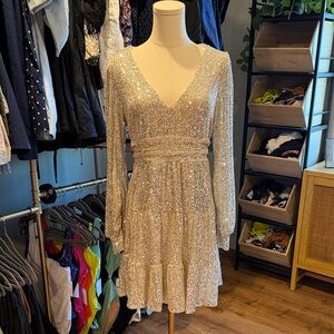 Hem & Thread Sequin Mini Dress